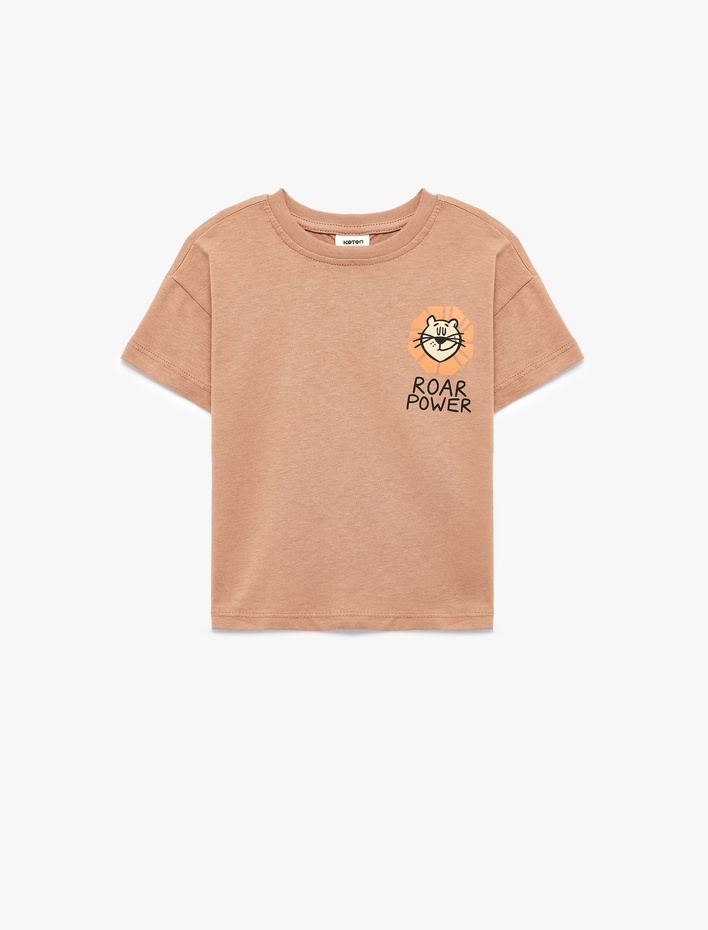 Erkek Bebek Pamuklu Kısa Kollu Bisiklet Yaka Baskılı Tişört