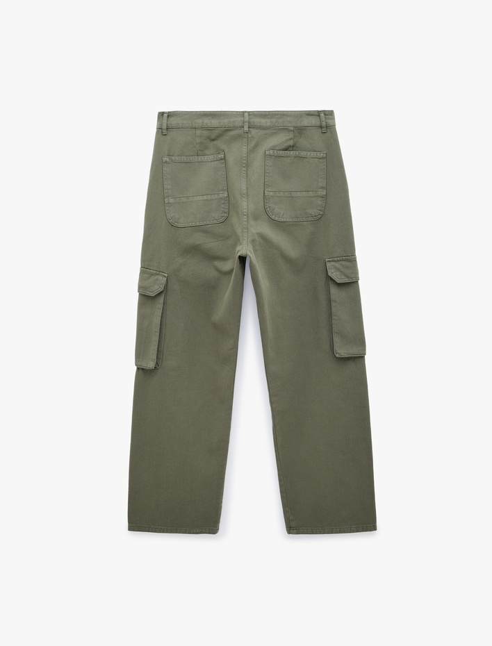  Pamuklu Cepli Straight Fit Kargo Jean Pantolon