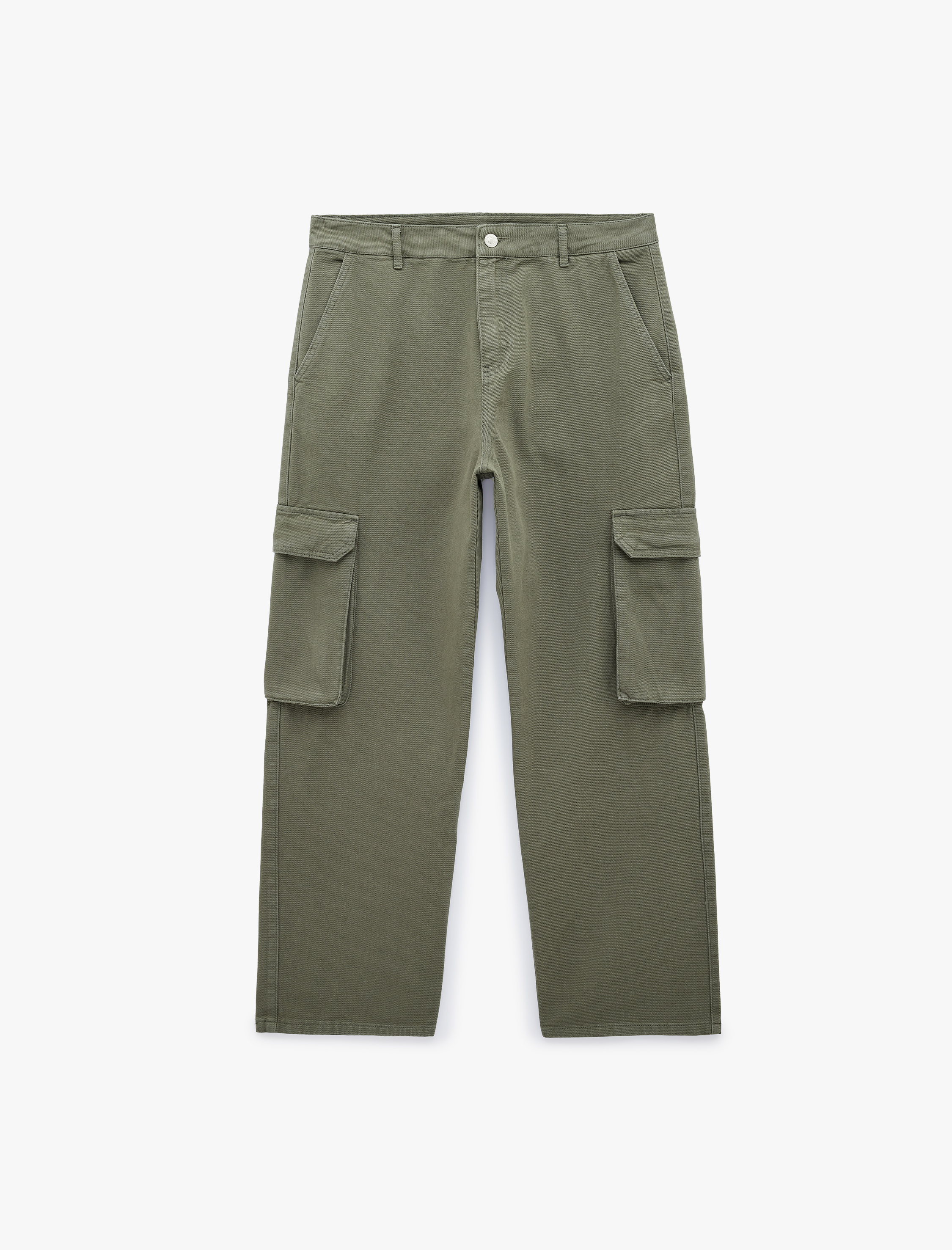   Pamuklu Cepli Straight Fit Kargo Jean Pantolon