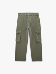 Pamuklu Cepli Straight Fit Kargo Jean Pantolon