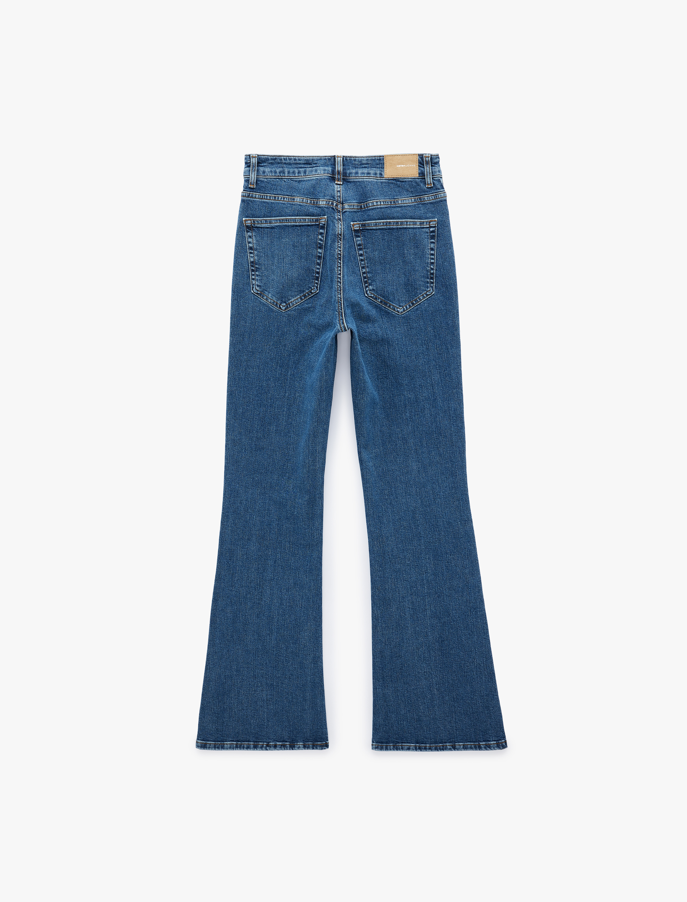   Nervürlü Dar Kesim İspanyol Paça Denim Pantolon - Flare Jeans