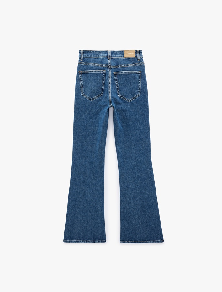  Nervürlü Dar Kesim İspanyol Paça Denim Pantolon - Flare Jeans