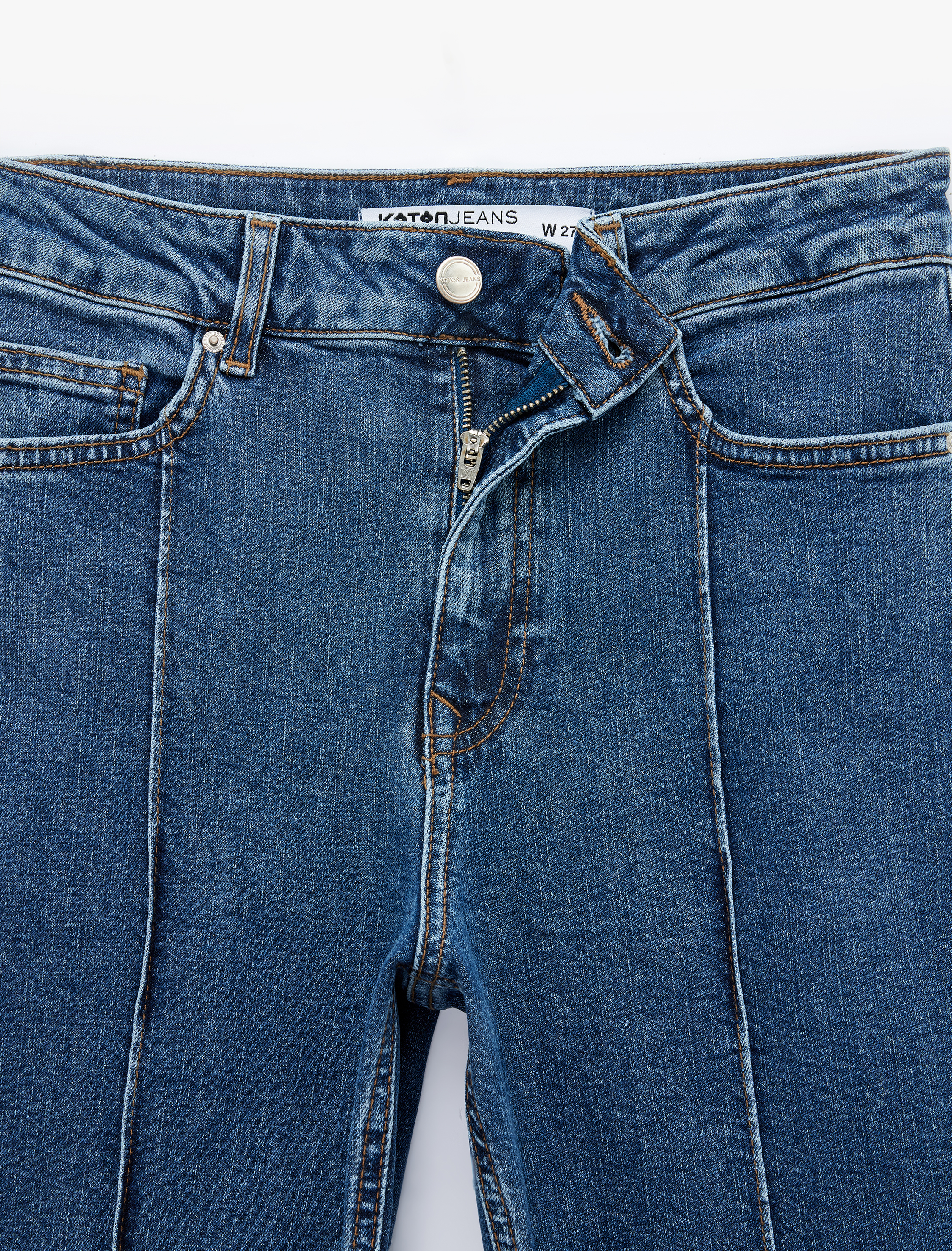   Nervürlü Dar Kesim İspanyol Paça Denim Pantolon - Flare Jeans