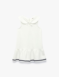 Fırfırlı Fiyonk Detaylı Kolsuz Bebe Yaka Elbise