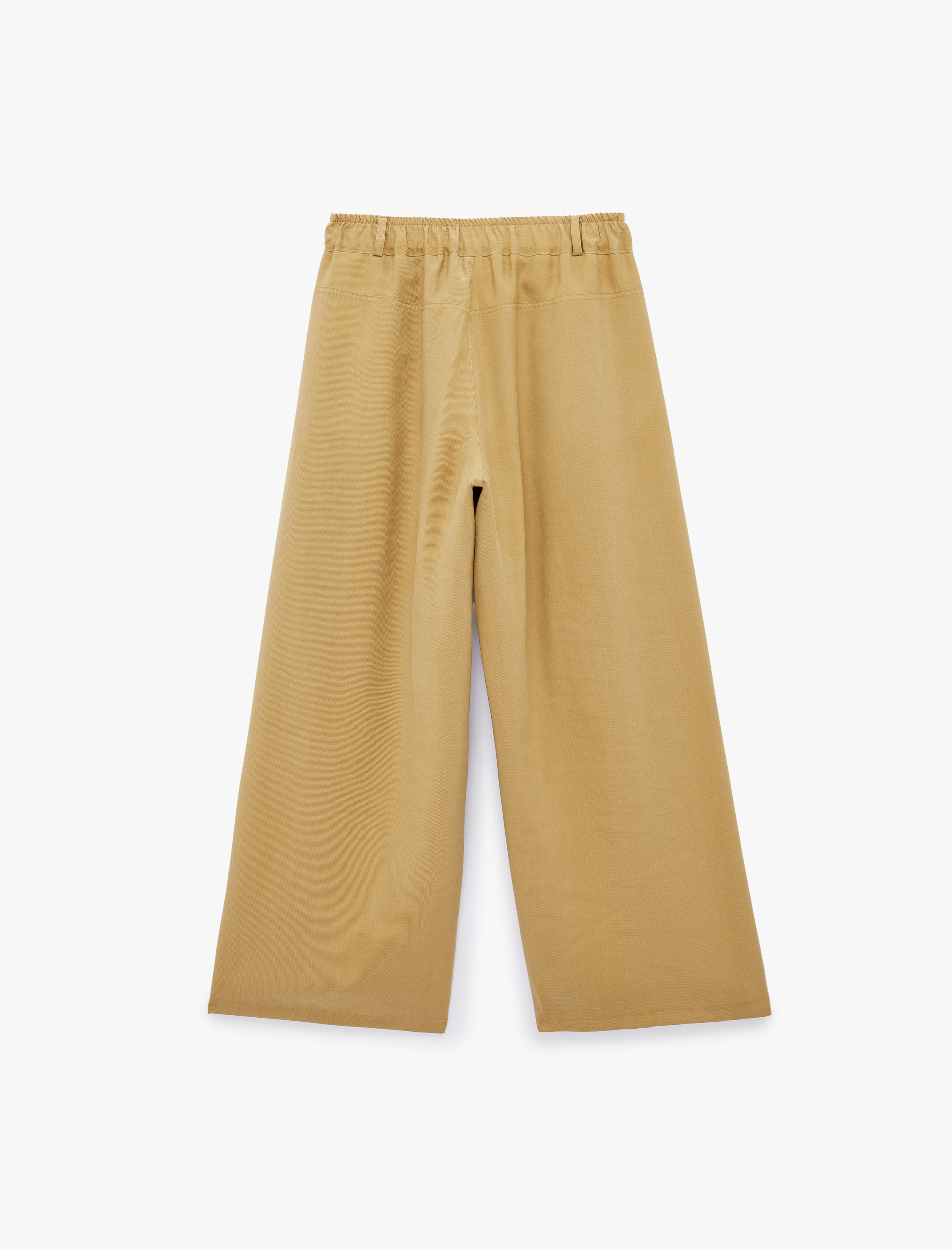   Modal Kumaş Beli Lastikli Cepli Düz Geniş Paça Baggy Pantolon