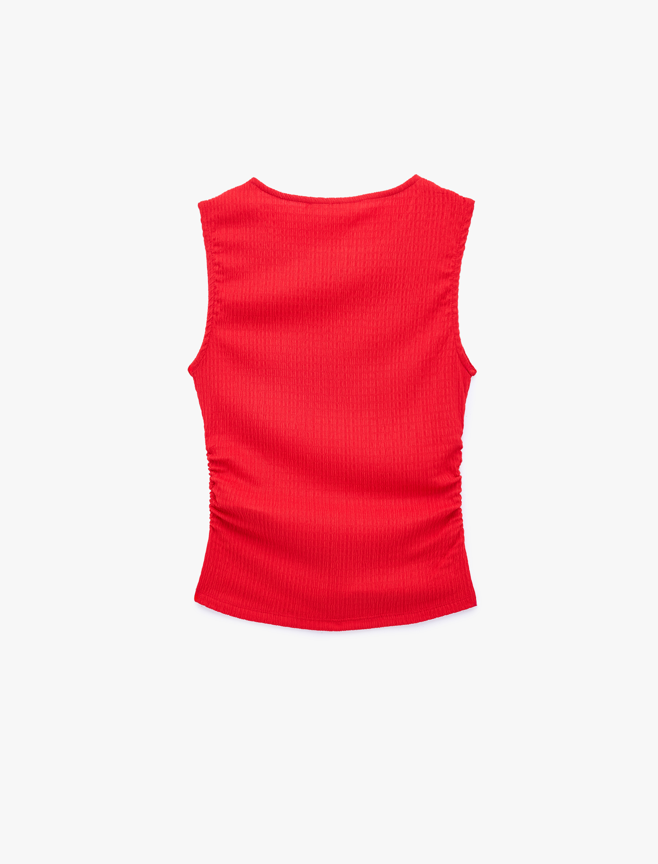   Bürümcük Kumaş Dokulu Slim Fit Kolsuz Bisiklet Yaka Atlet