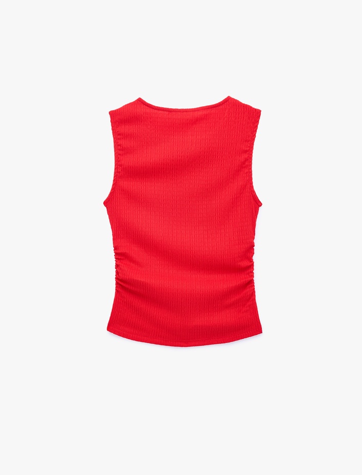  Bürümcük Kumaş Dokulu Slim Fit Kolsuz Bisiklet Yaka Atlet