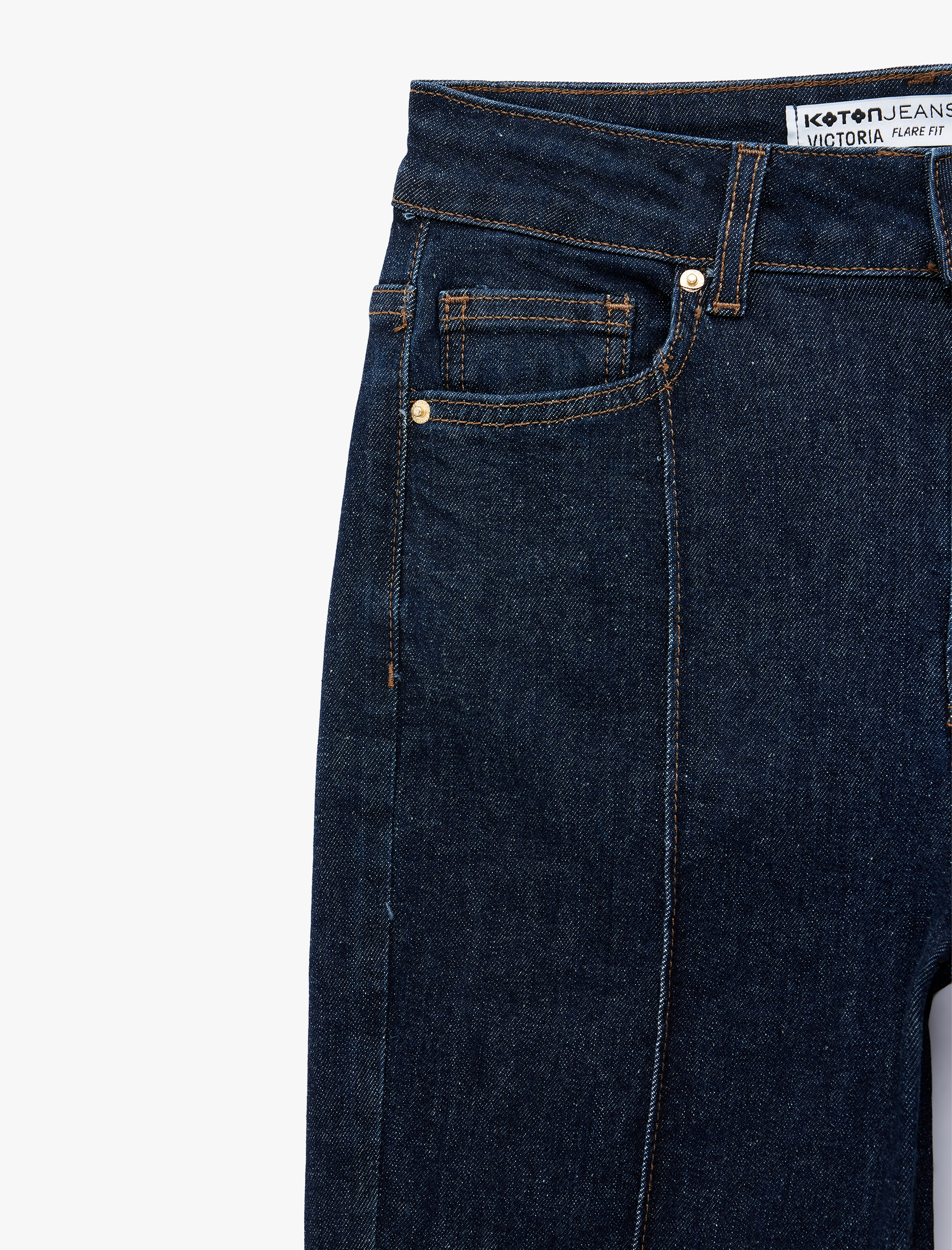   Nervürlü Dar Kesim İspanyol Paça Denim Pantolon - Flare Jeans