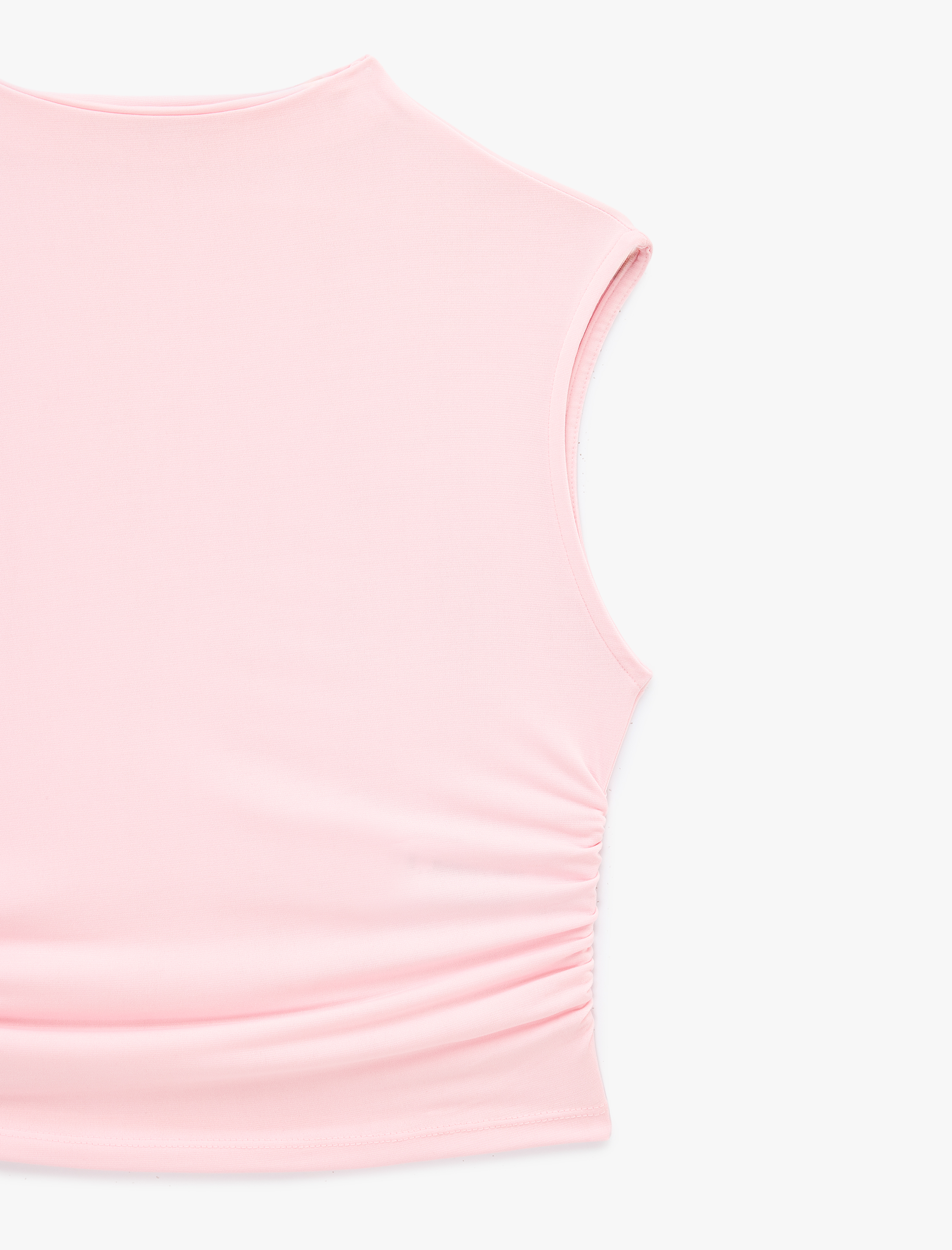   Drape Detaylı Dik Yaka Kolsuz Bluz