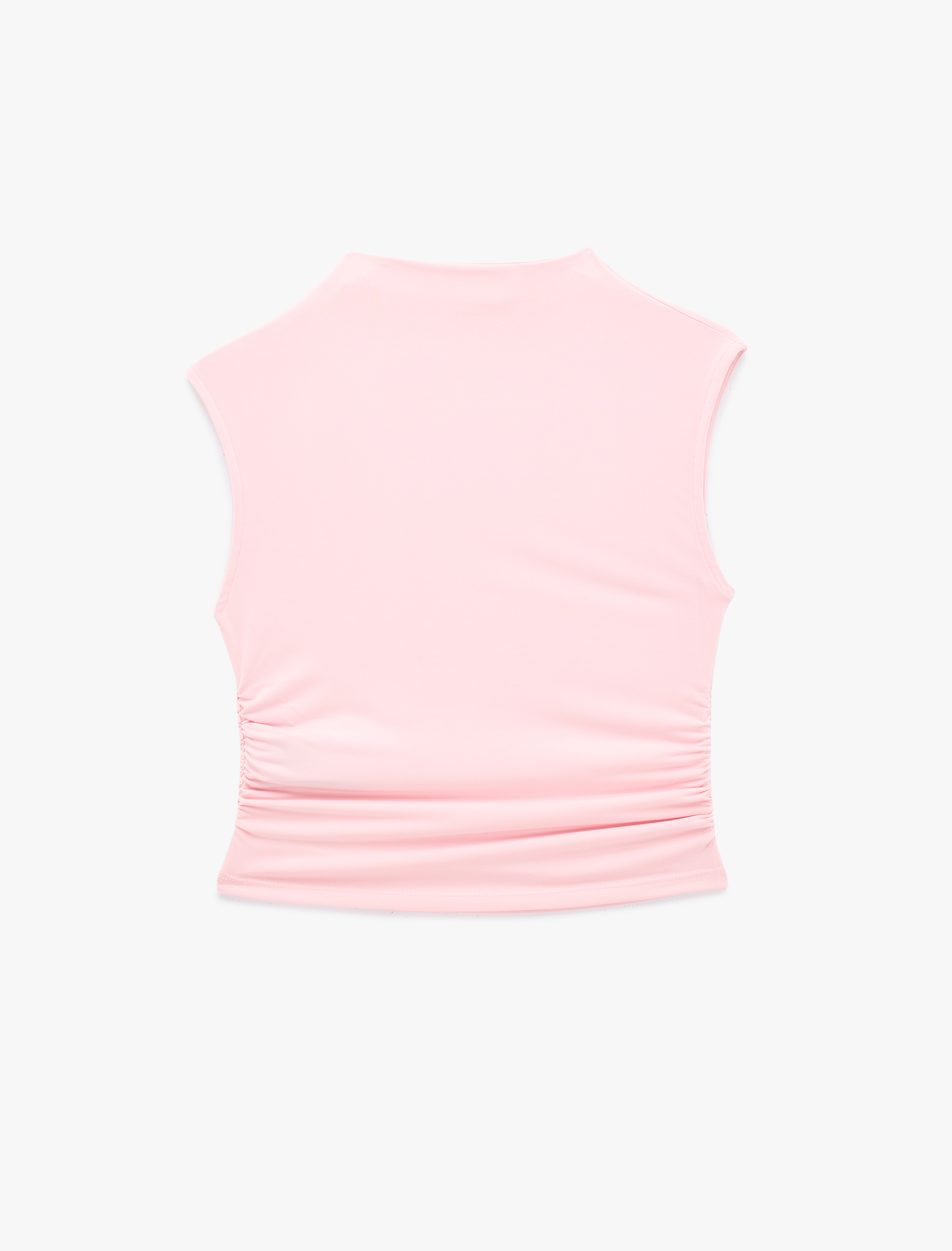   Drape Detaylı Dik Yaka Kolsuz Bluz