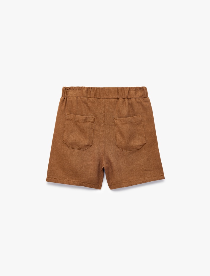 Erkek Bebek Viskon ve Keten Karışımlı Cep Detaylı Düğmeli Şort