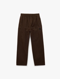 Pamuklu Rahat Kalıp Beli Lastikli Cepli Gabardin Pantolon