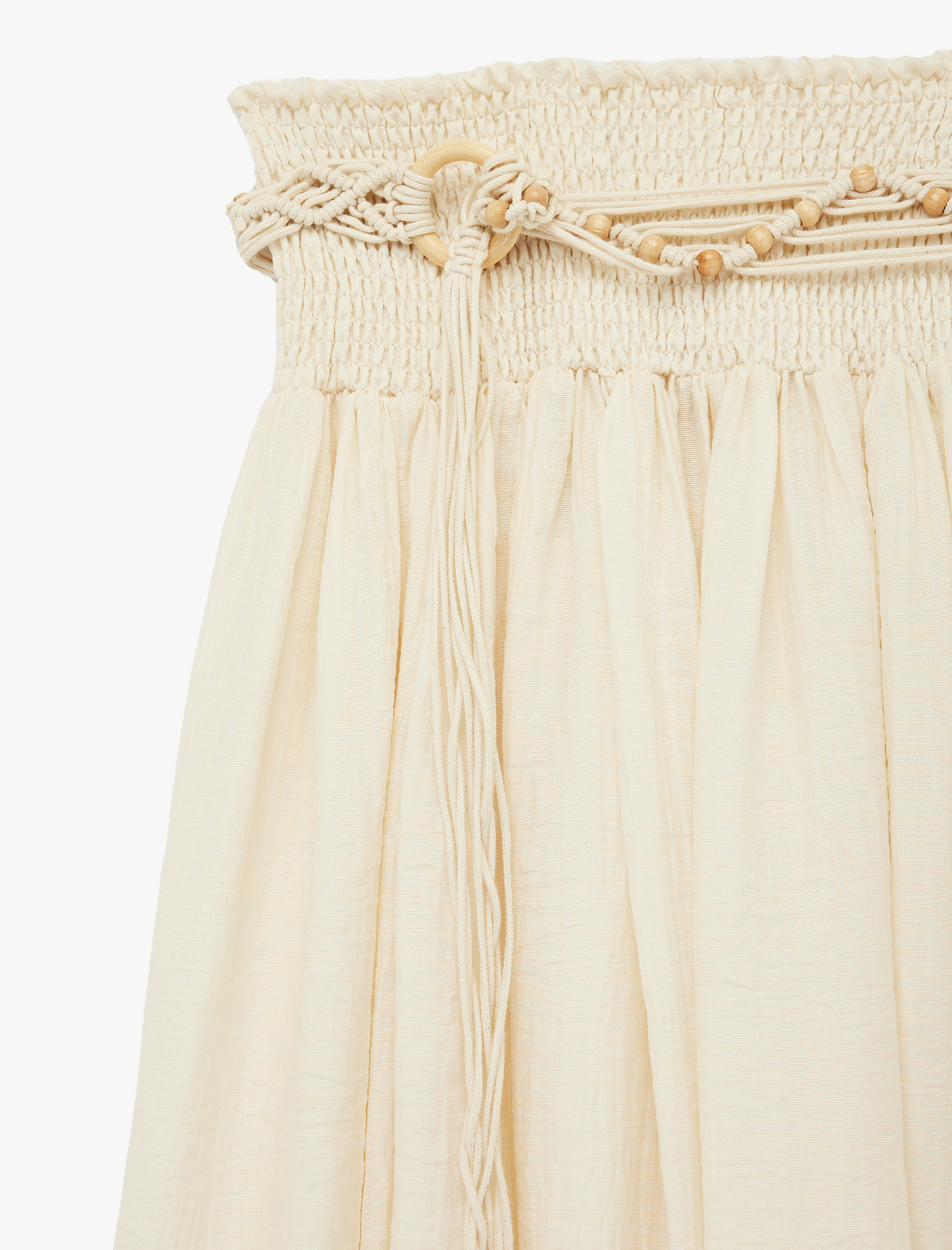   Viskon Kumaş Gipeli Düşük Bel Kemerli Midi Kloş Etek