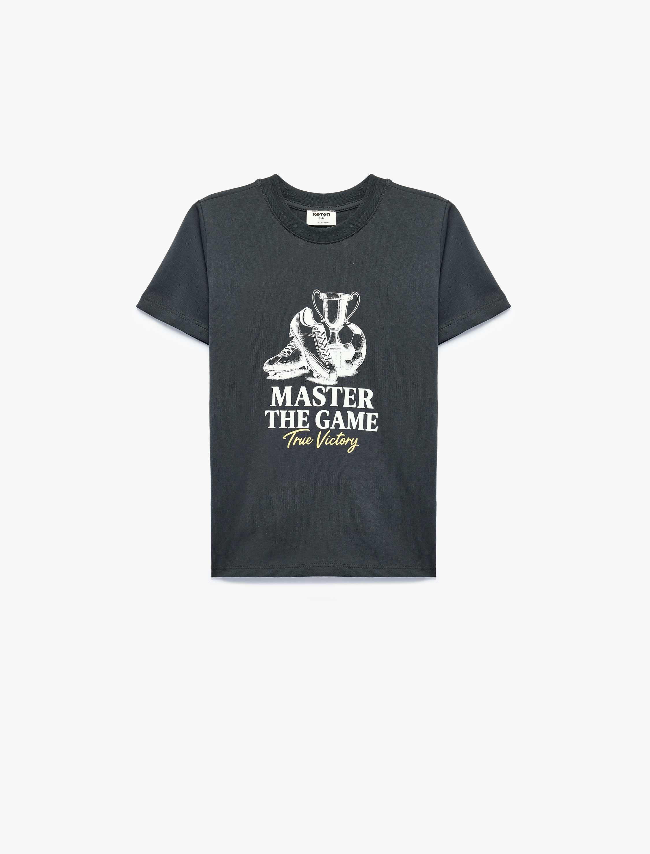  Erkek Çocuk Pamuklu Kısa Kollu Bisiklet Yaka Baskılı Tişört