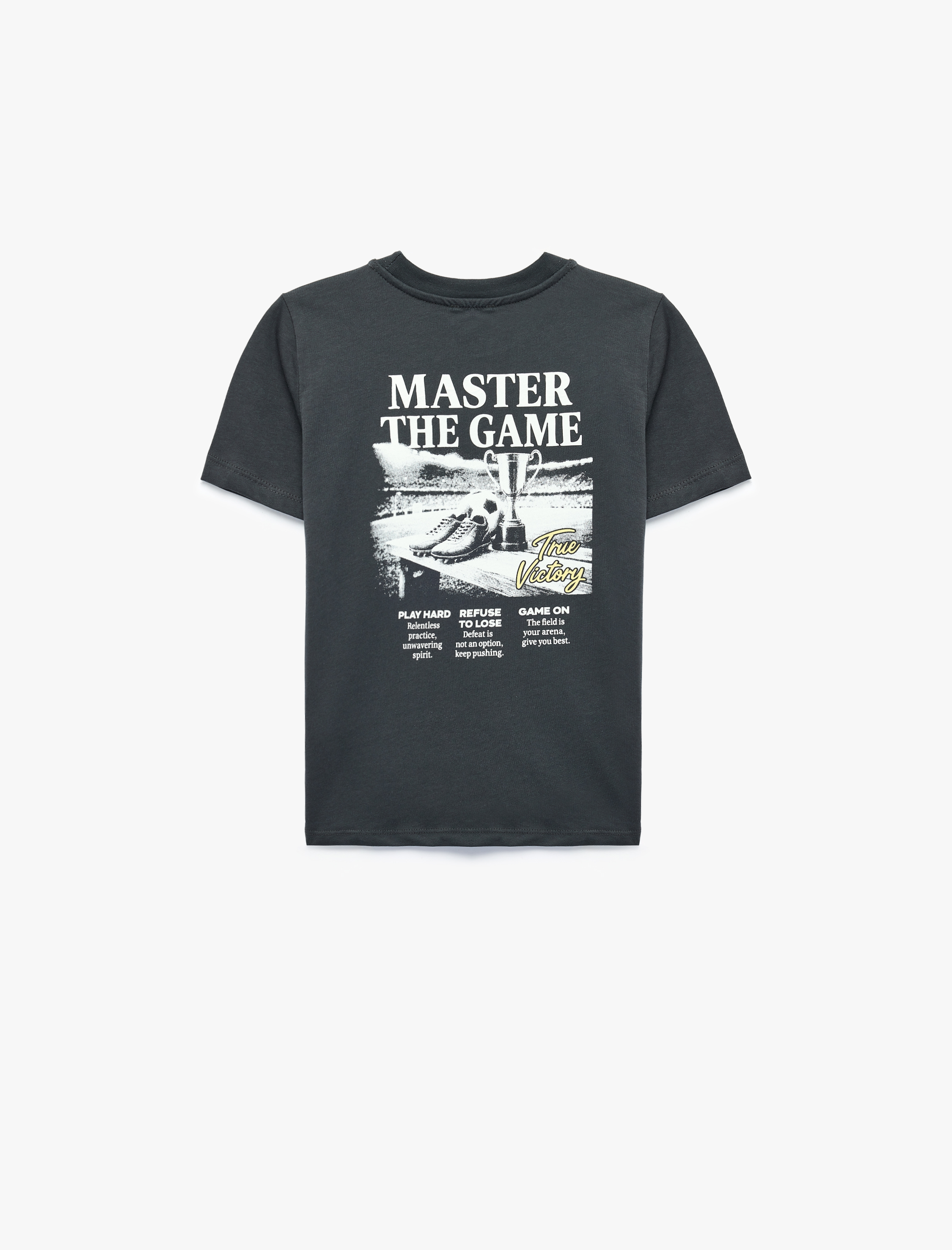  Erkek Çocuk Pamuklu Kısa Kollu Bisiklet Yaka Baskılı Tişört