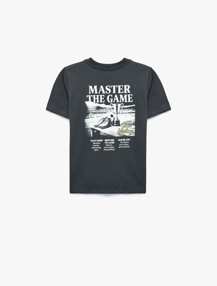 Erkek Çocuk Pamuklu Kısa Kollu Bisiklet Yaka Baskılı Tişört