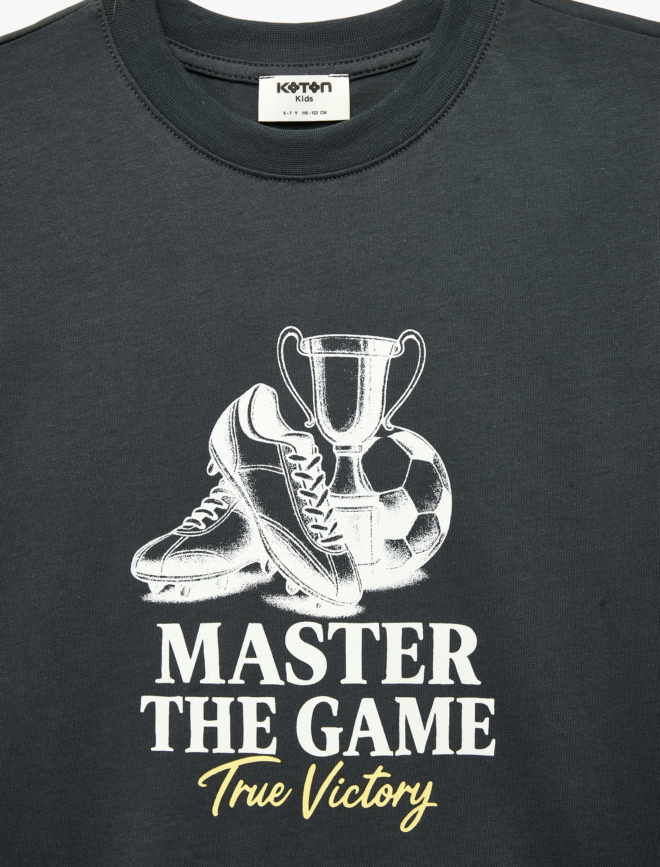  Erkek Çocuk Pamuklu Kısa Kollu Bisiklet Yaka Baskılı Tişört