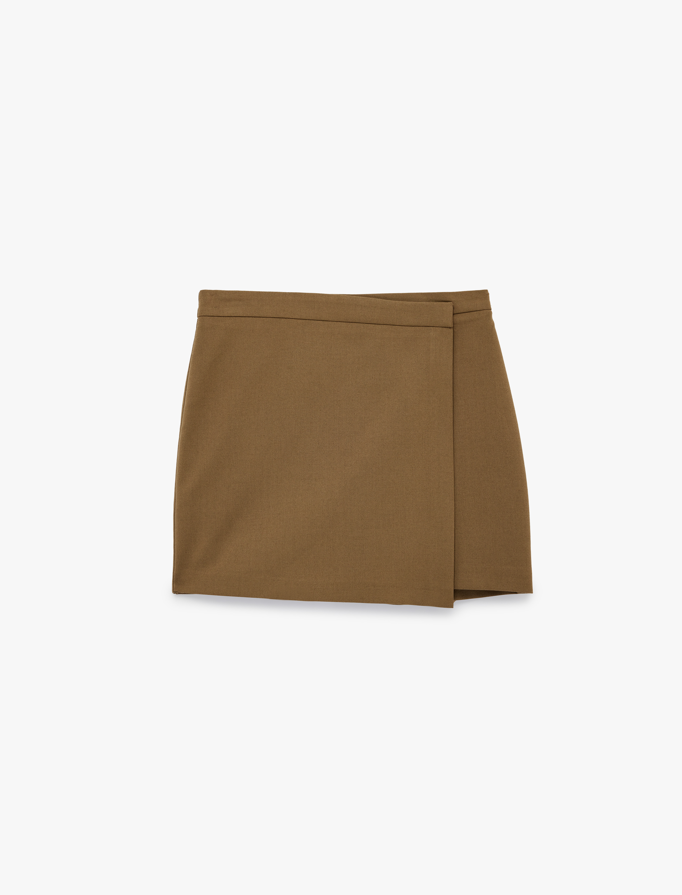   Yüksek Bel Cep Detaylı Viskon Karışımlı Mini Şort Etek