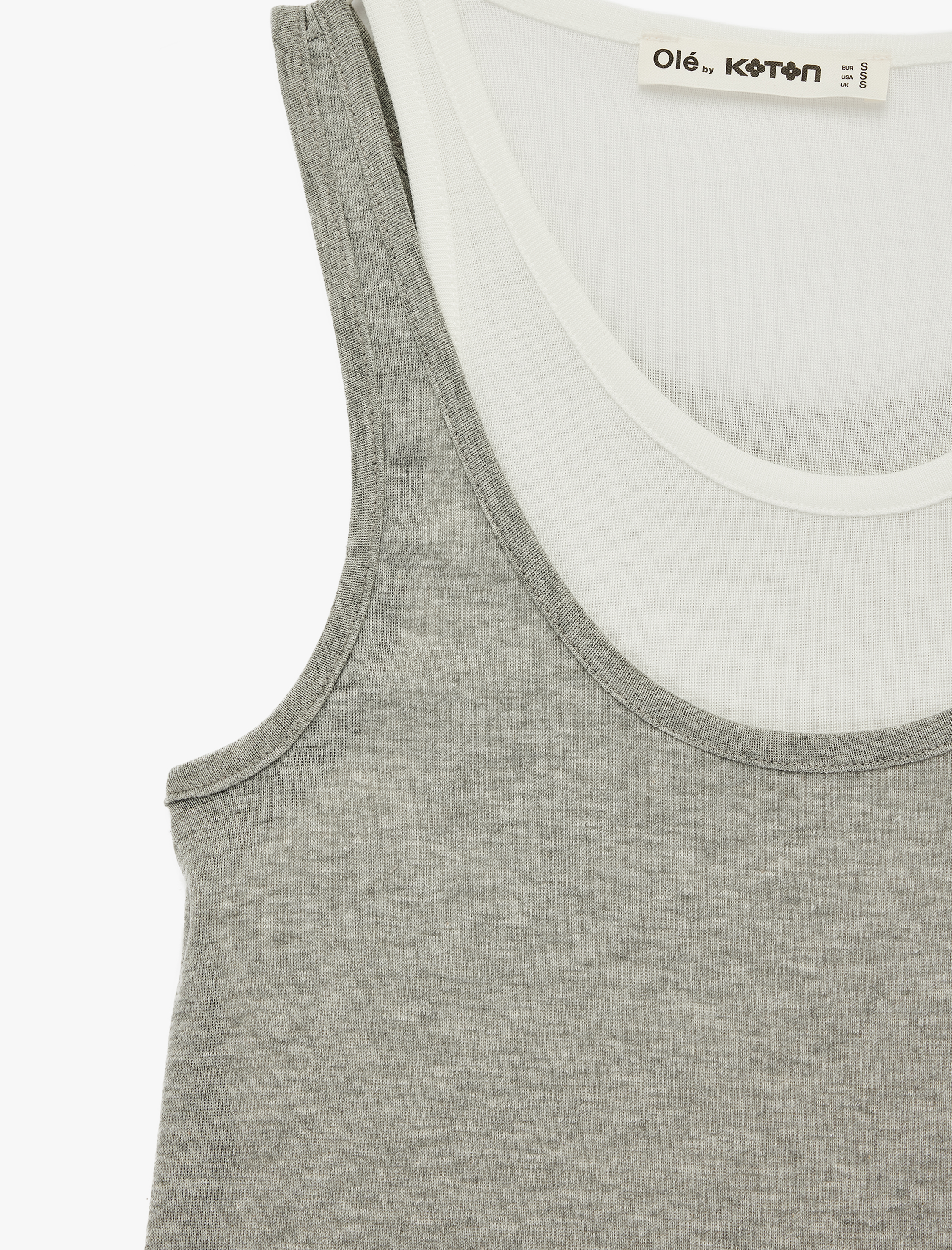   Viskon Karışımlı U Yaka İkili Kolsuz Bluz