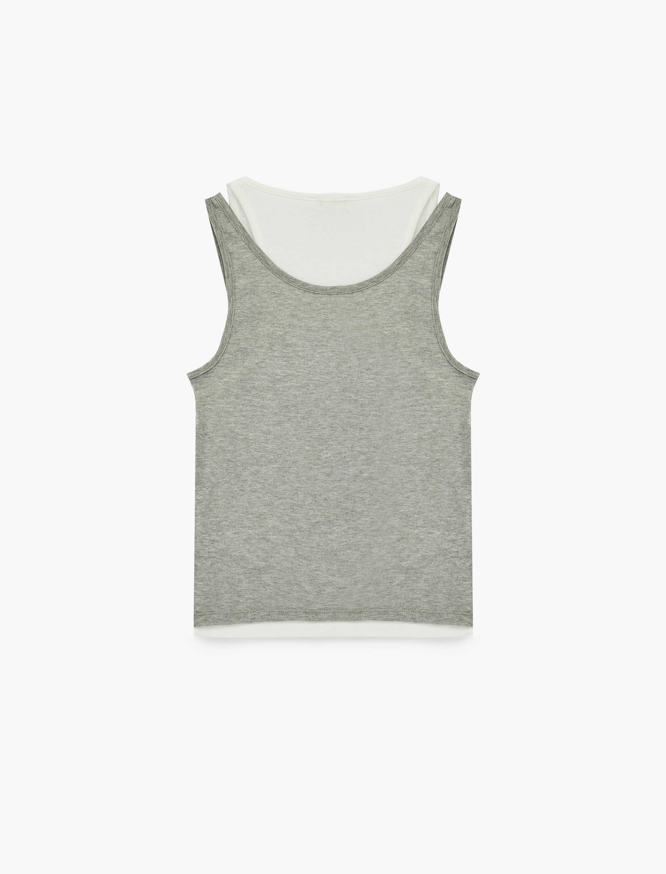   Viskon Karışımlı U Yaka İkili Kolsuz Bluz