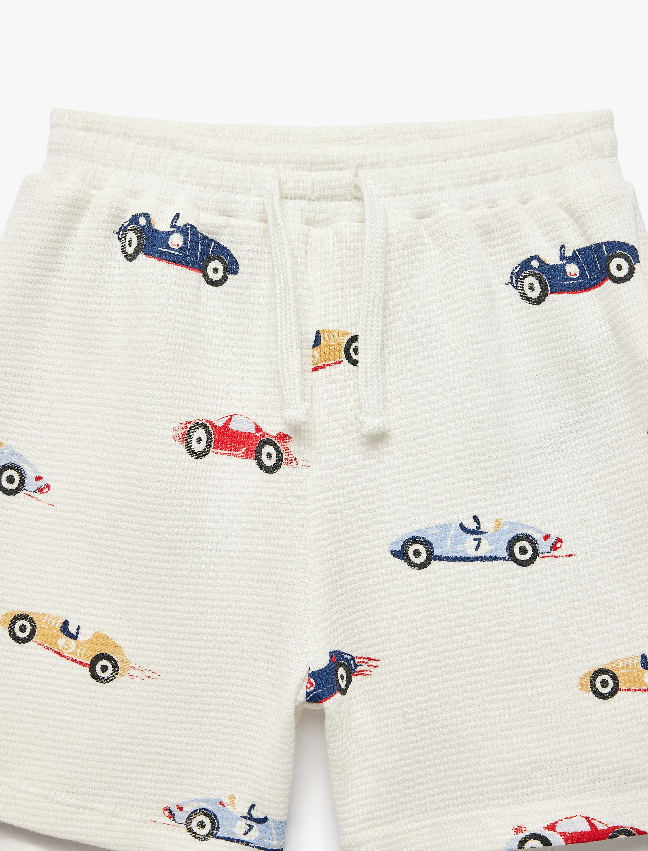  Erkek Bebek Pamuklu Beli Lastikli Dokulu Araba Desenli Şort