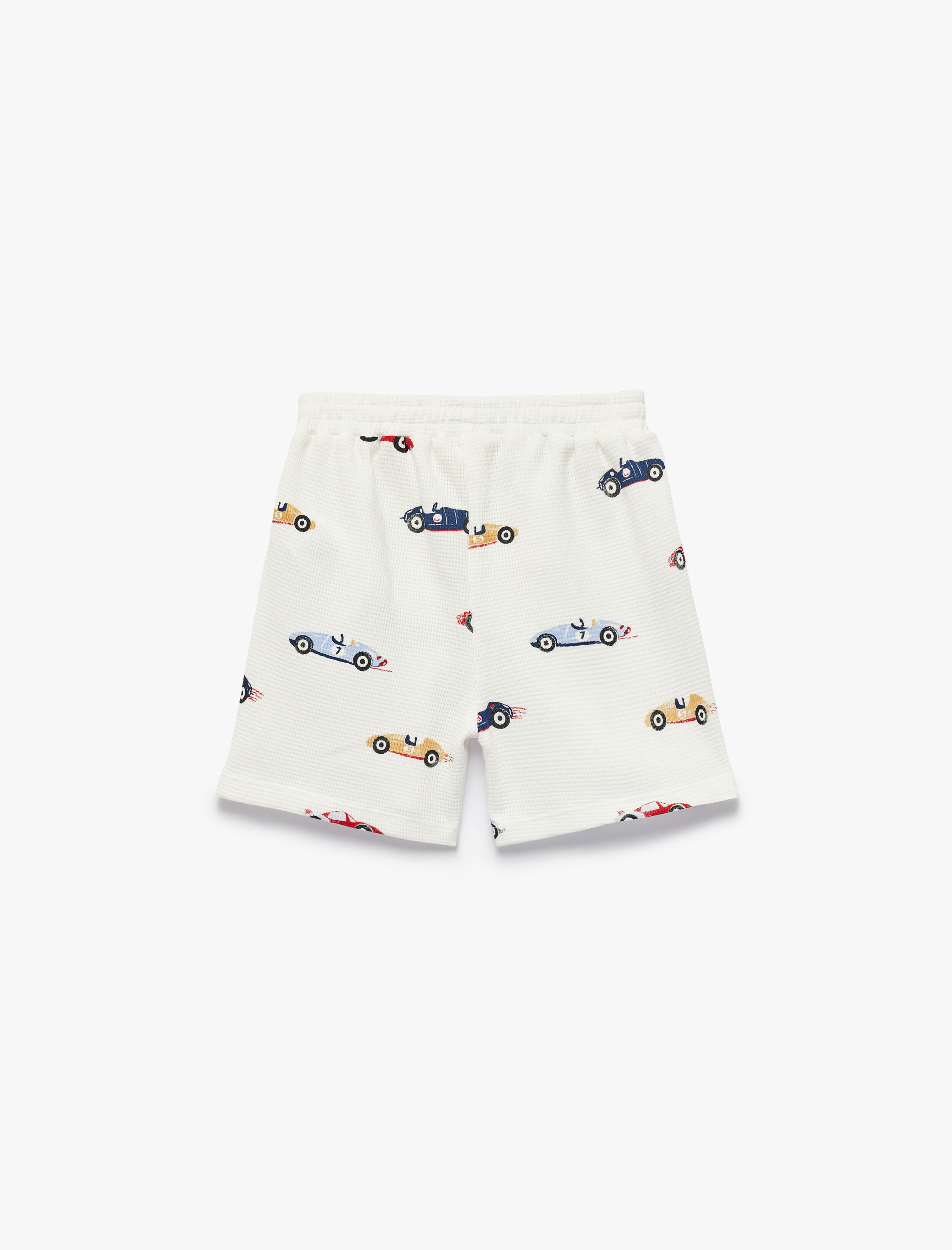  Erkek Bebek Pamuklu Beli Lastikli Dokulu Araba Desenli Şort
