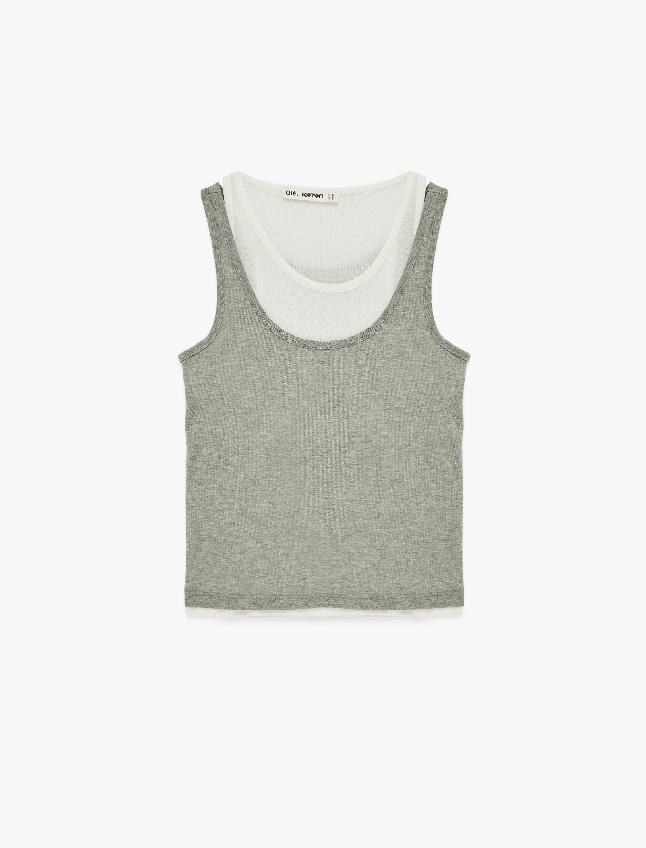   Viskon Karışımlı U Yaka İkili Kolsuz Bluz