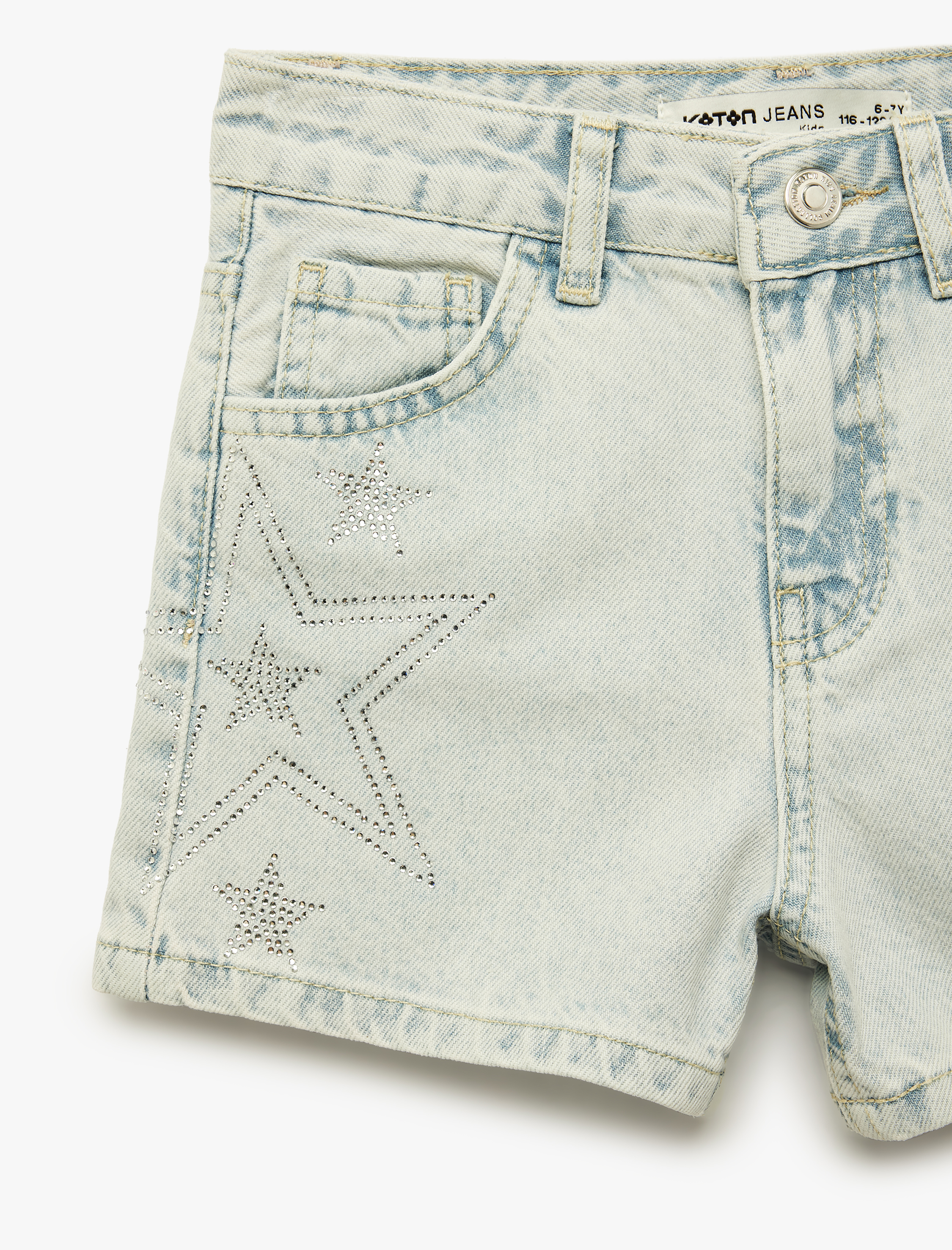  Kız Çocuk Pamuklu Yıldız Desenli Denim Şort