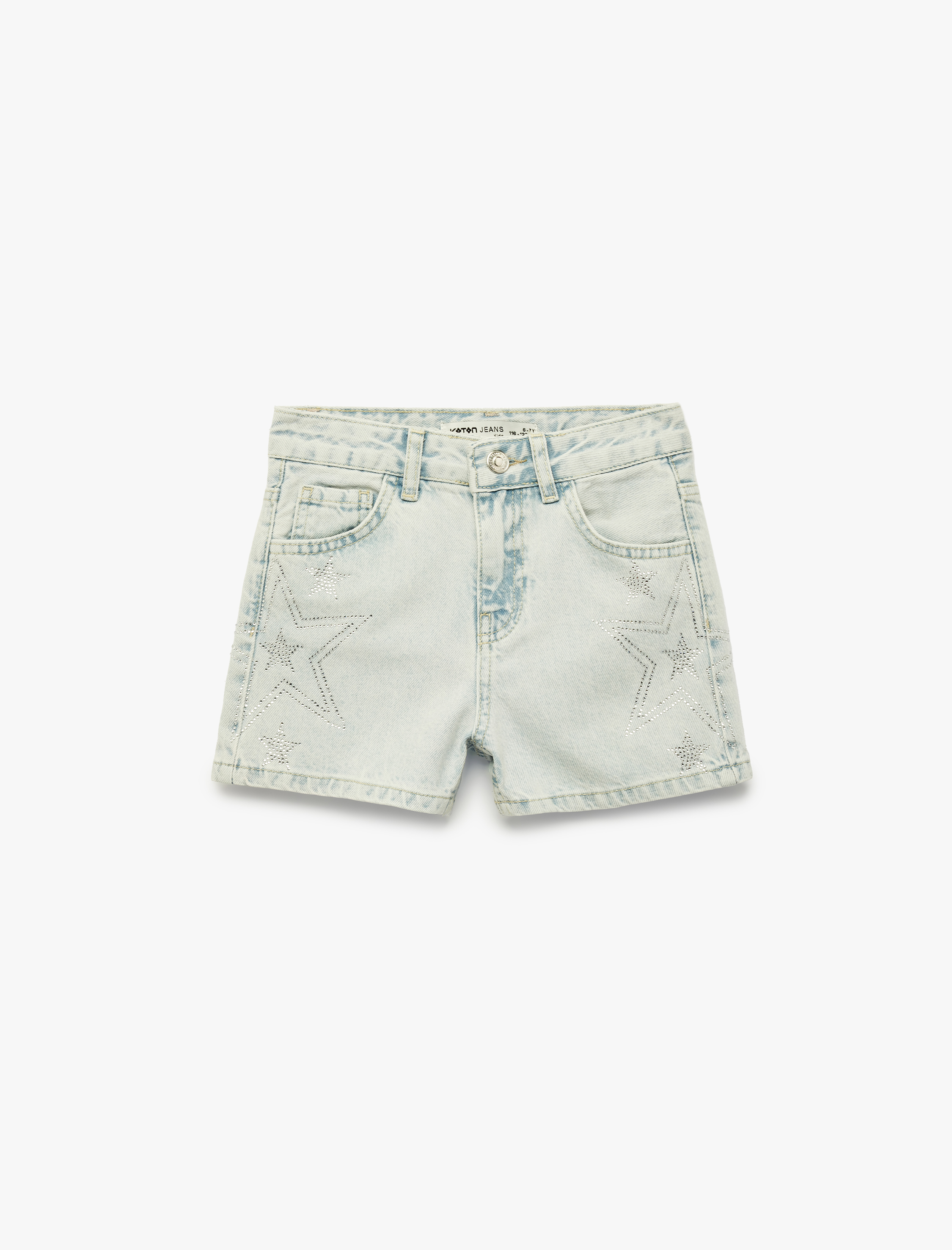  Kız Çocuk Pamuklu Yıldız Desenli Denim Şort