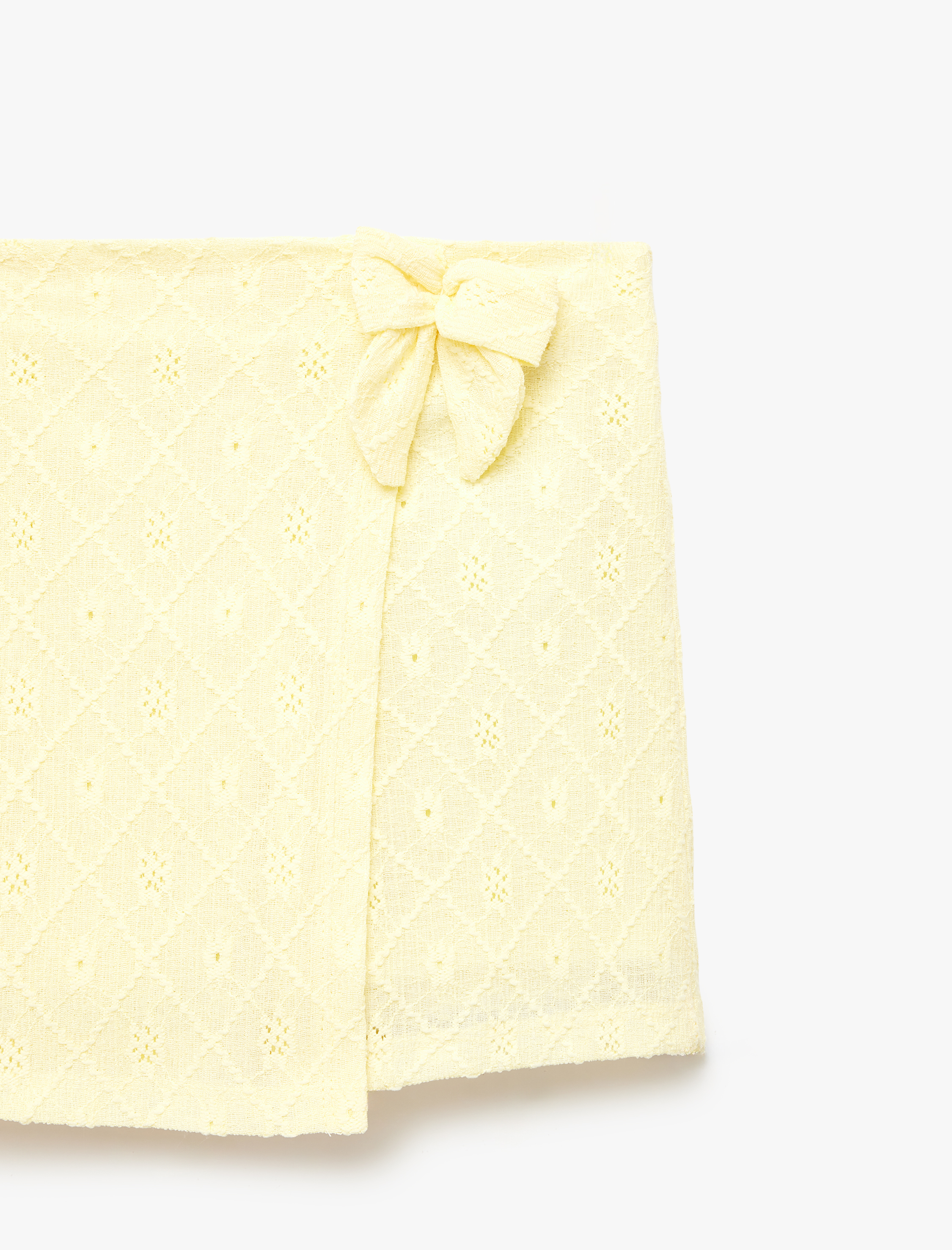  Kız Çocuk Fiyonk Detaylı Brodeli Şort Etek