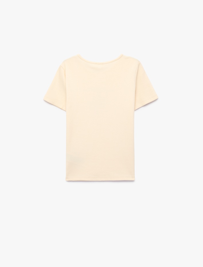 Kız Çocuk Kiraz Baskılı Kısa Kollu Bisiklet Yaka Pamuklu Tişört