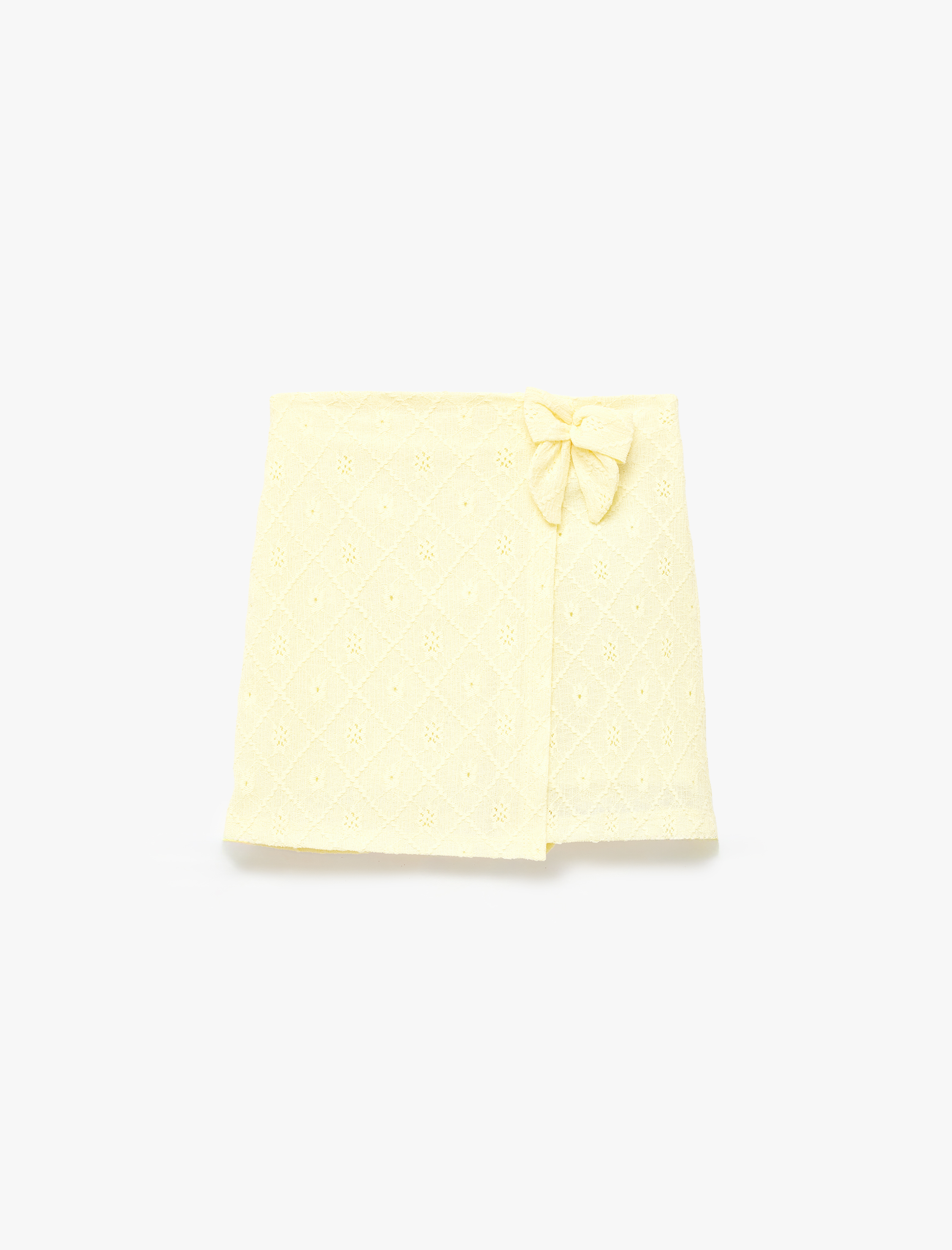  Kız Çocuk Fiyonk Detaylı Brodeli Şort Etek