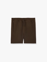 Dikiş Detaylı Cepli Beli Bağcıklı Şort