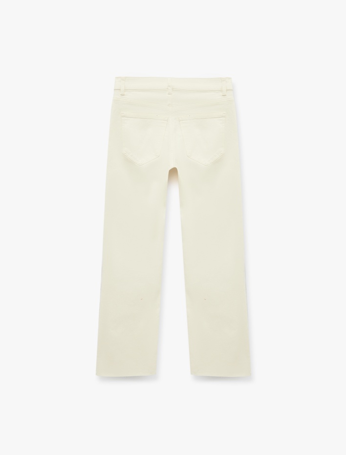  Pamuklu Cepli Düğmeli İspanyol Paça Crop Jean Pantolon -  Kick Flare Jeans