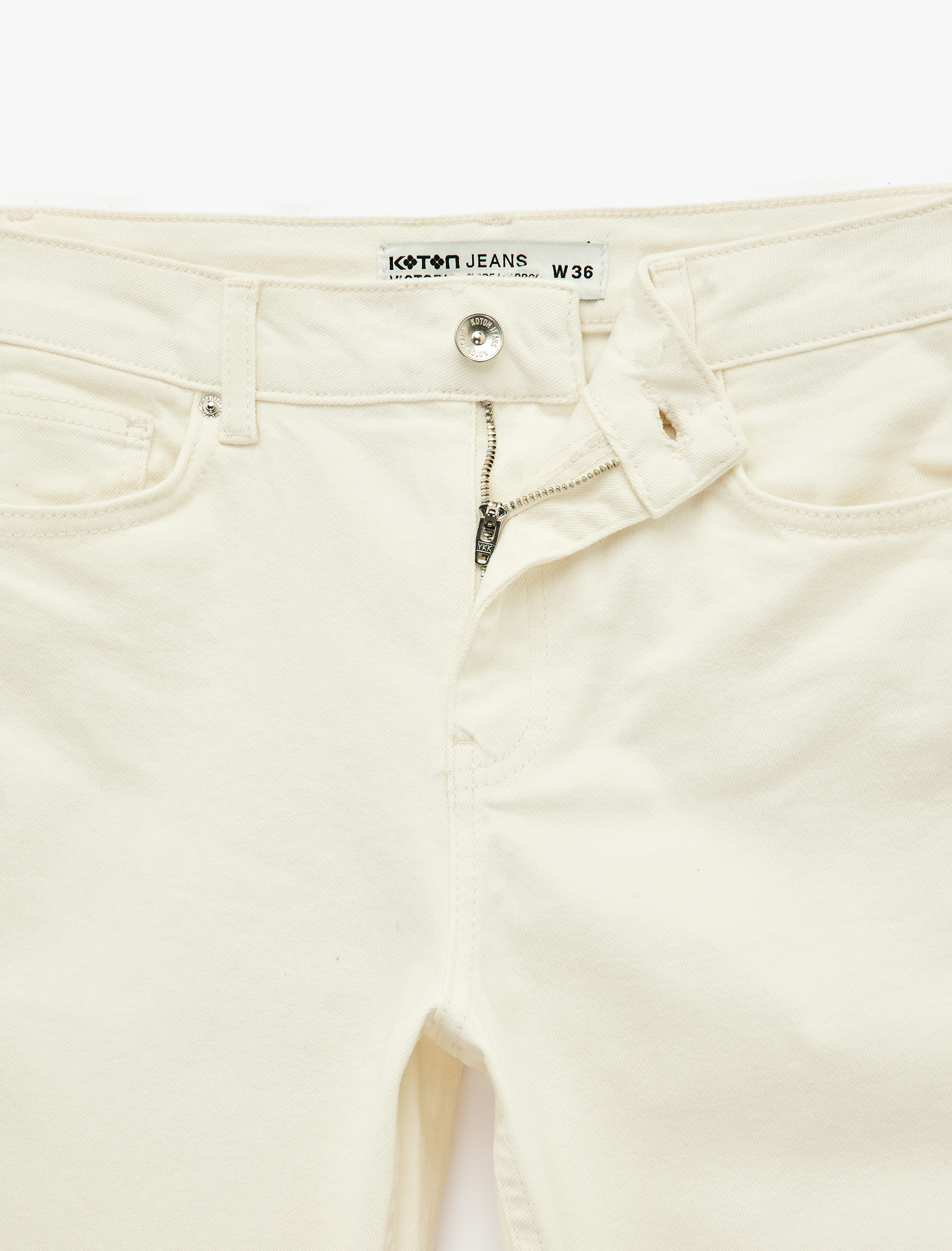   Pamuklu Cepli Düğmeli İspanyol Paça Crop Jean Pantolon -  Kick Flare Jeans