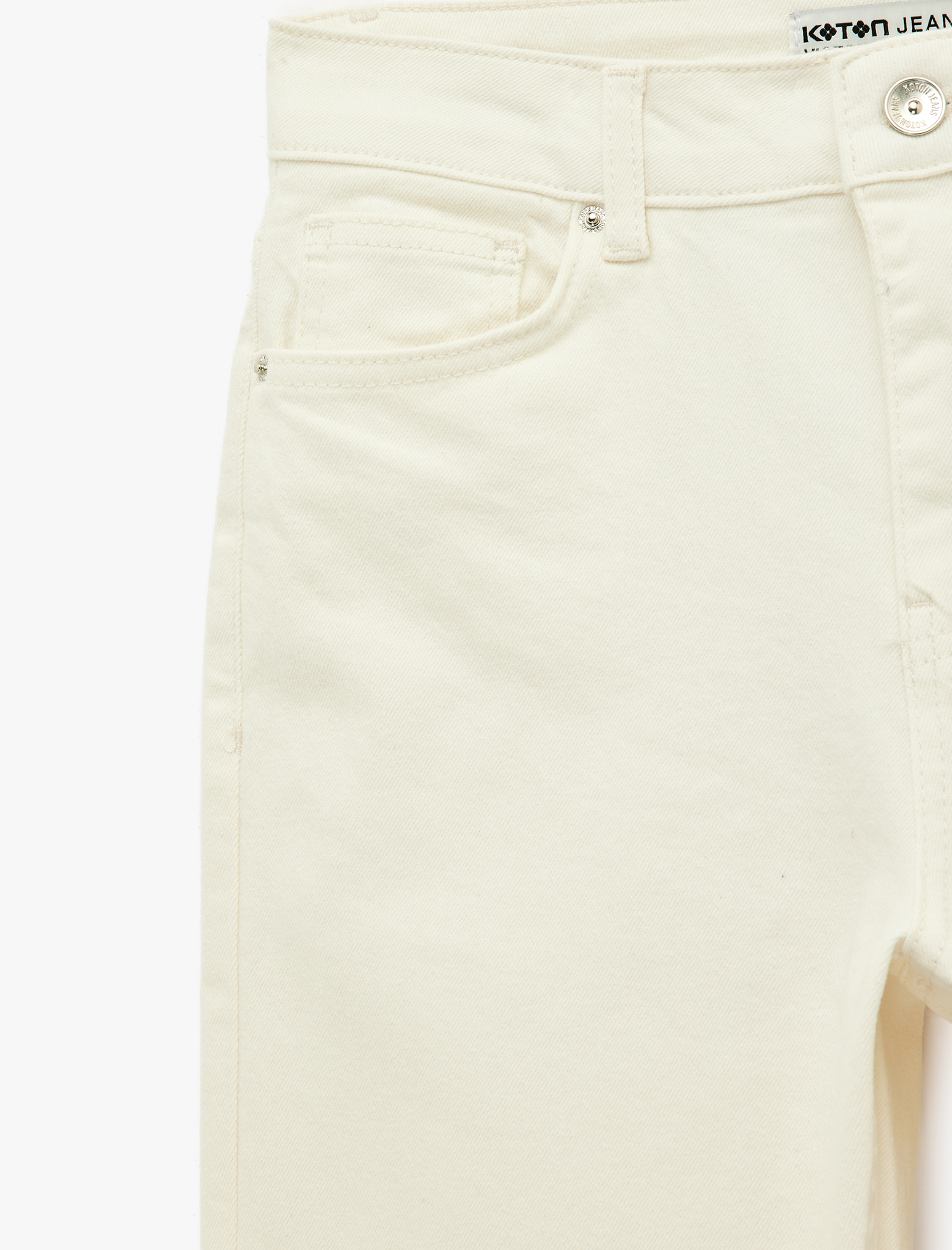   Pamuklu Cepli Düğmeli İspanyol Paça Crop Jean Pantolon -  Kick Flare Jeans