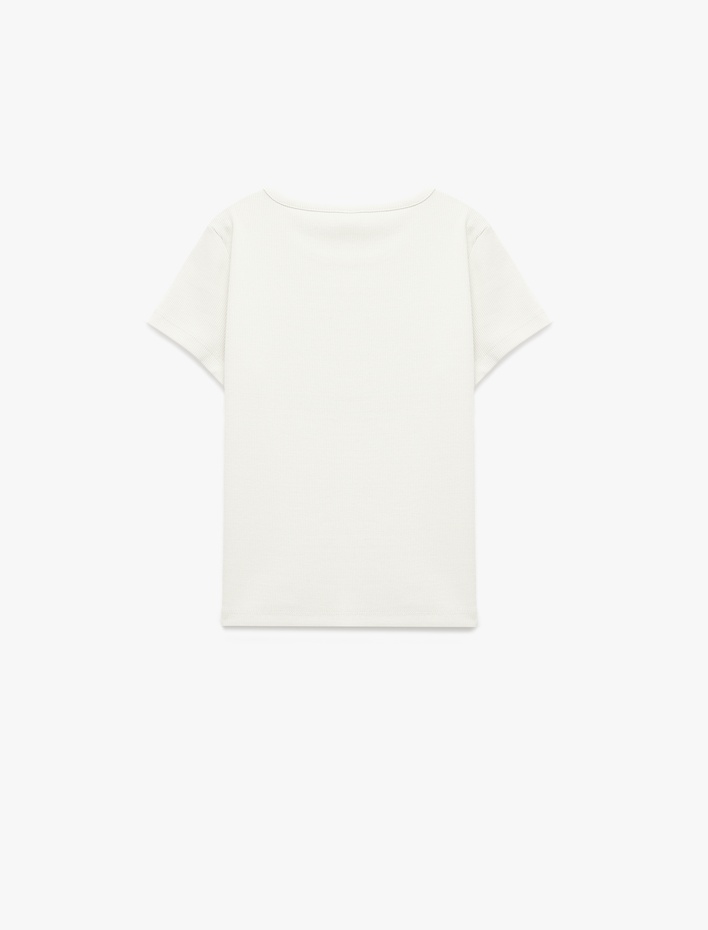 Kız Bebek Pamuklu Kısa Kollu Bisiklet Yaka Baskılı Tişört