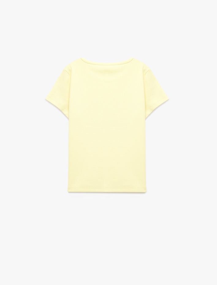 Kız Bebek Ribanalı Kısa Kollu Bisiklet Yaka Pamuklu Baskılı Tişört