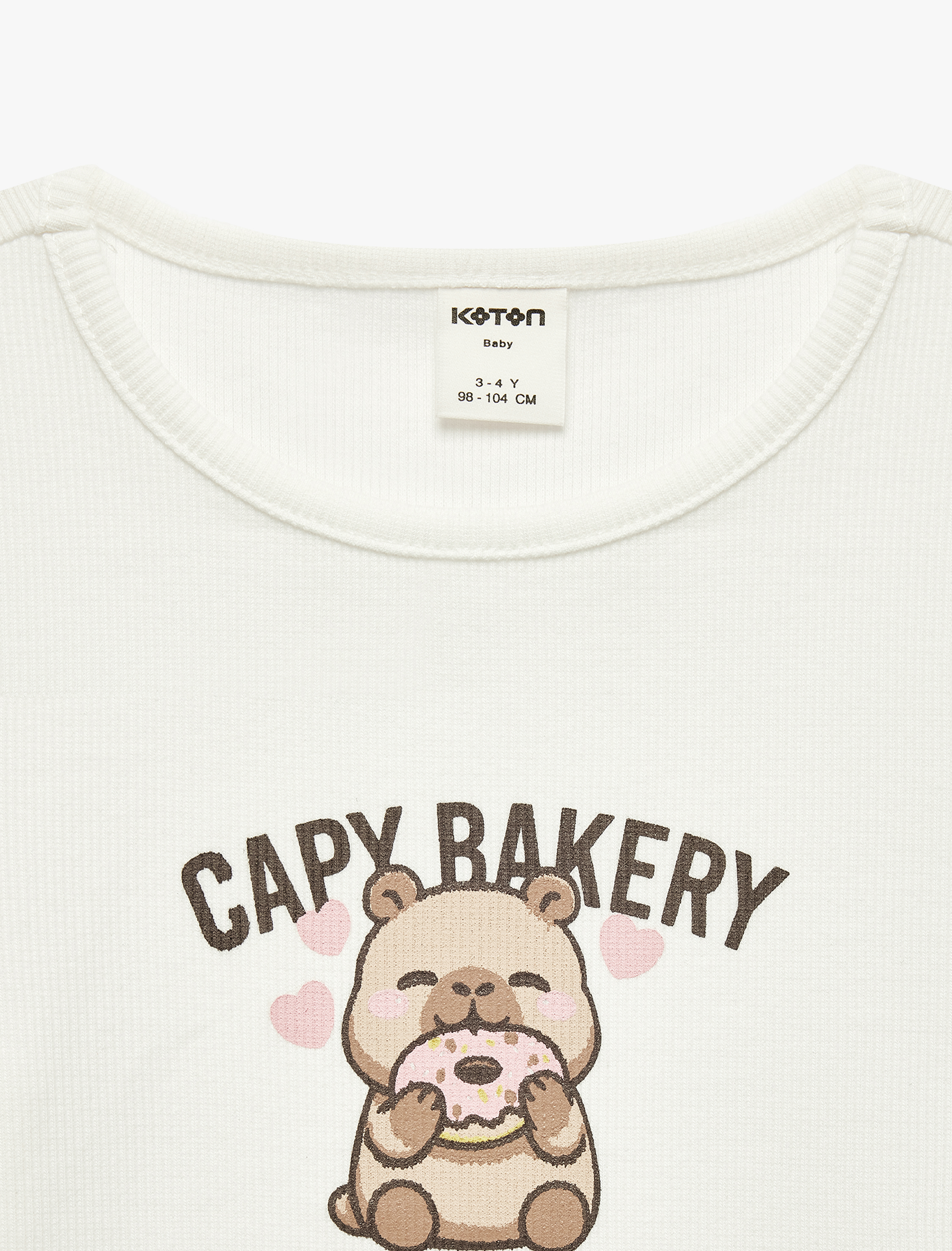  Kız Bebek Pamuklu Kısa Kollu Bisiklet Yaka Baskılı Tişört