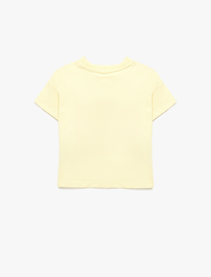 Kız Bebek Pamuklu Kısa Kollu Bisiklet Yaka Kelebek Baskılı Tişört