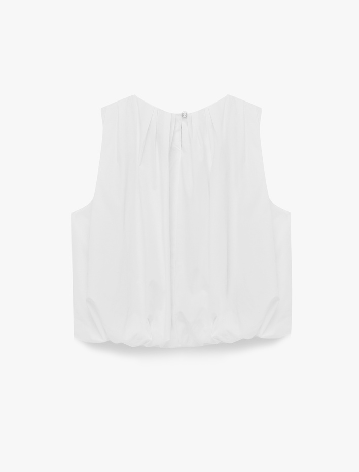  Pamuklu Kolsuz Bisiklet Yaka Poplin Bluz