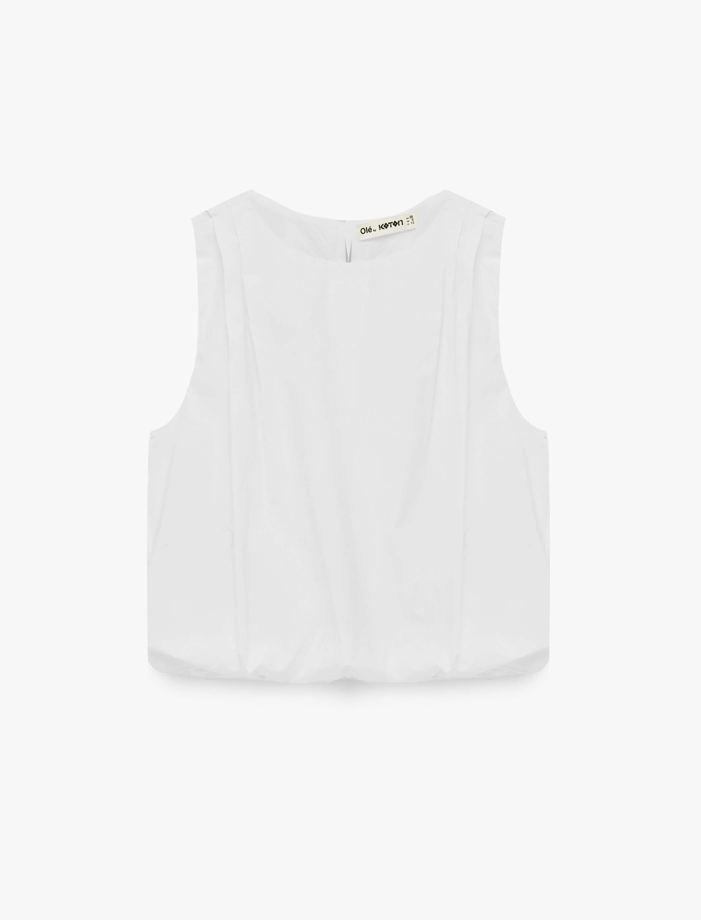   Pamuklu Kolsuz Bisiklet Yaka Poplin Bluz