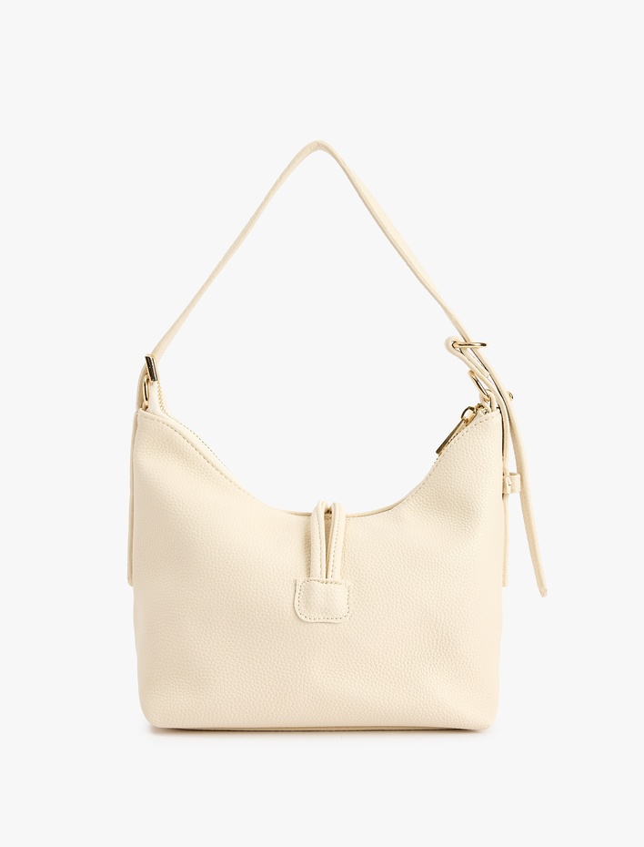 Kadın Suni Deri Askılı Fermuarlı Bağcık Detaylı Omuz Çantası