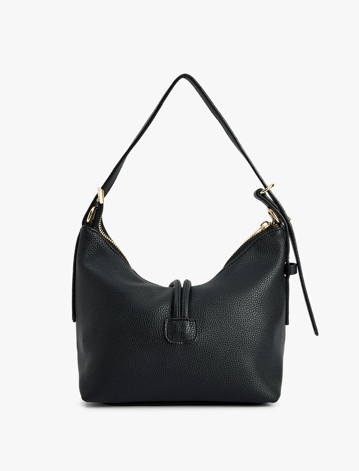 Kadın Suni Deri Askılı Fermuarlı Bağcık Detaylı Omuz Çantası