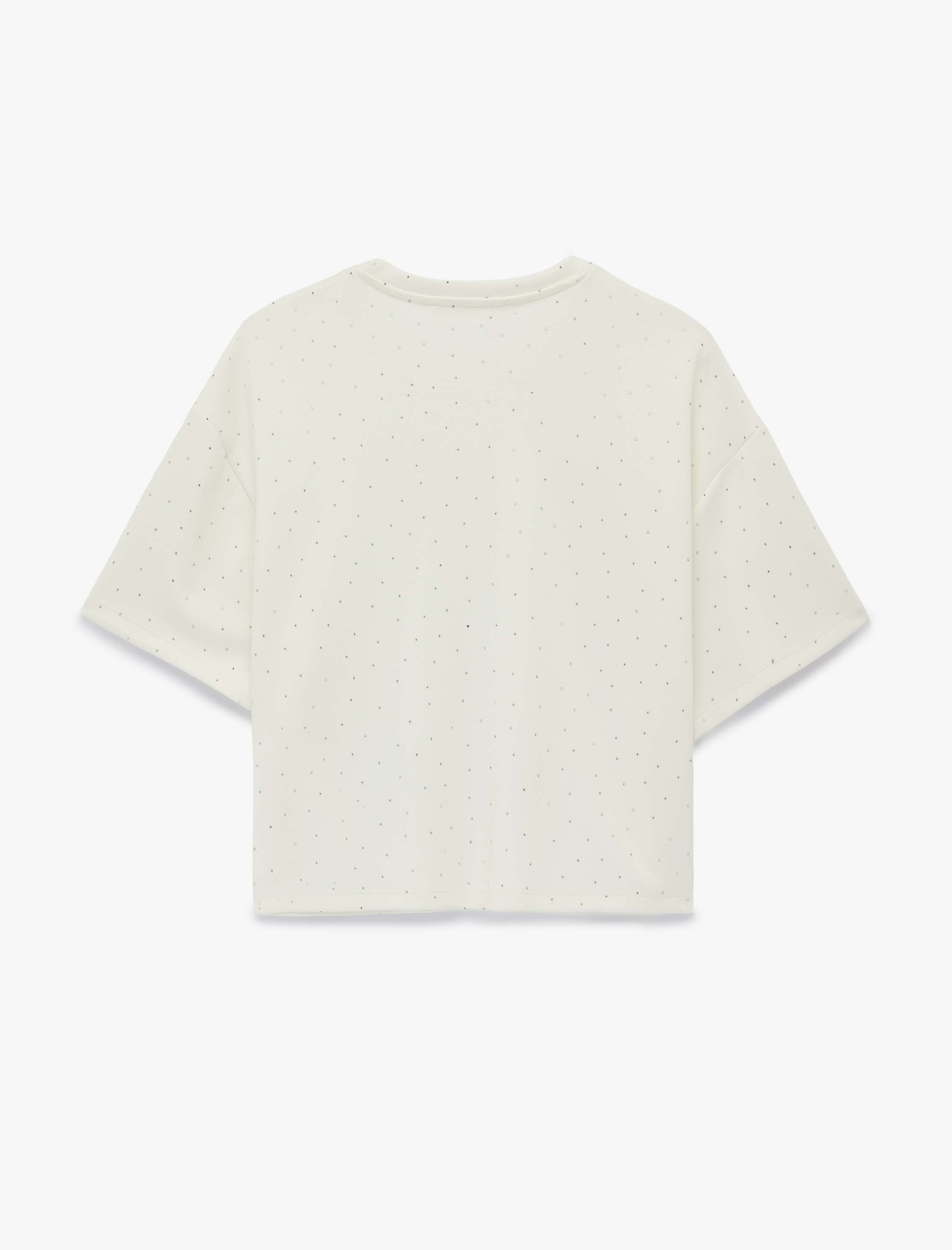   Rahat Kalıp Kısa Kollu Bisiklet Yaka İnterlok Spor Crop Tişört