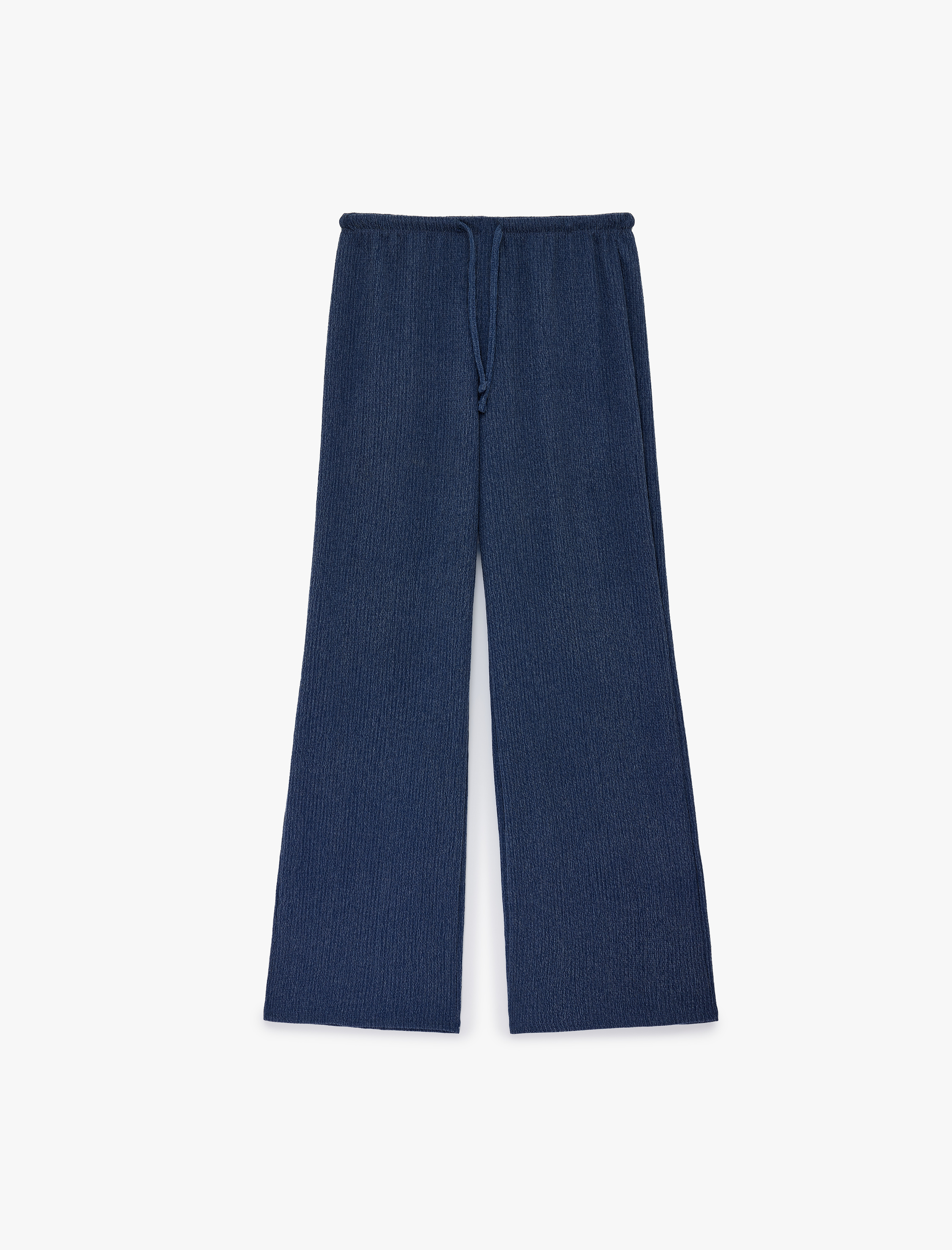   Beli Bağcıklı Bürümcük Geniş Paça Pantolon