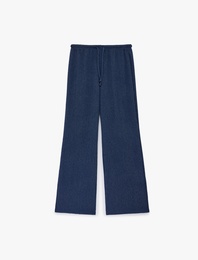 Beli Bağcıklı Bürümcük Geniş Paça Pantolon