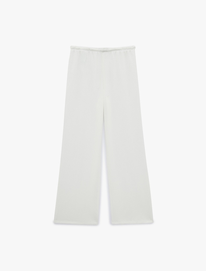  Beli Bağcıklı Bürümcük Geniş Paça Pantolon