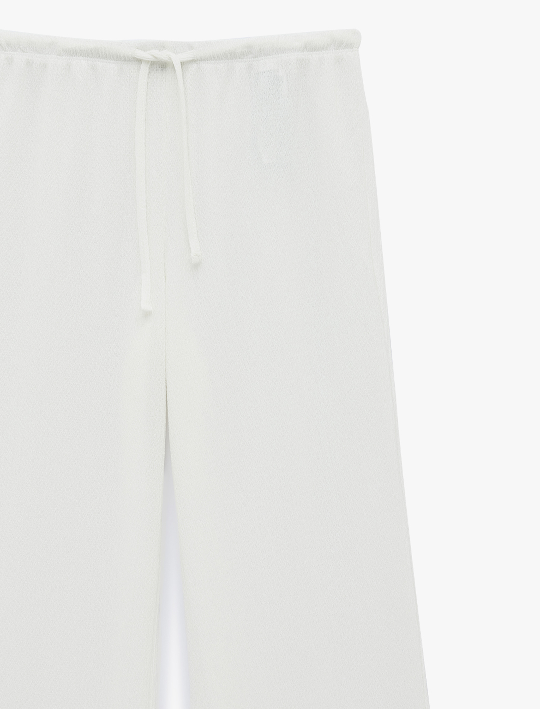   Beli Bağcıklı Bürümcük Geniş Paça Pantolon