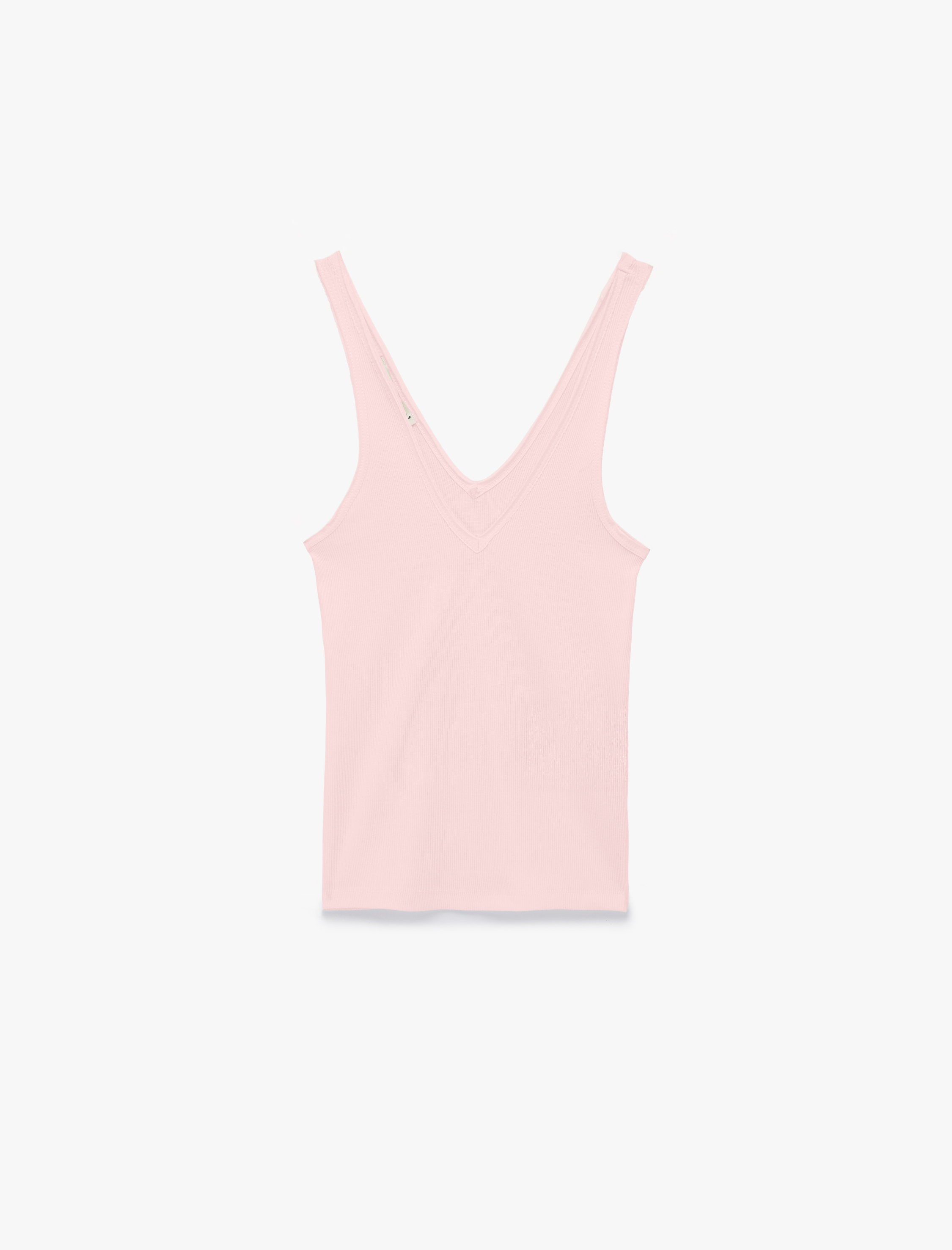   Pamuklu Slim Fit Kaşkorse V Yaka Kolsuz Bluz